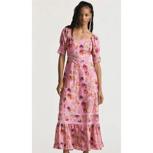 loveshackfancy Mariata Floral Lace‎ Trim Maxi Dress Size 6